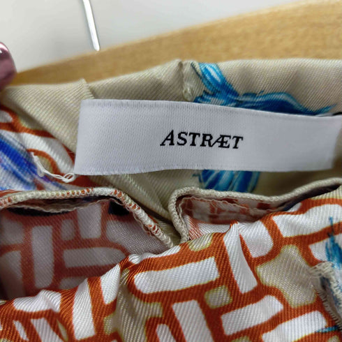 アストラット ASTRAET サテンロングスカート 総柄 鳥 フレア ギャザー レディース 1