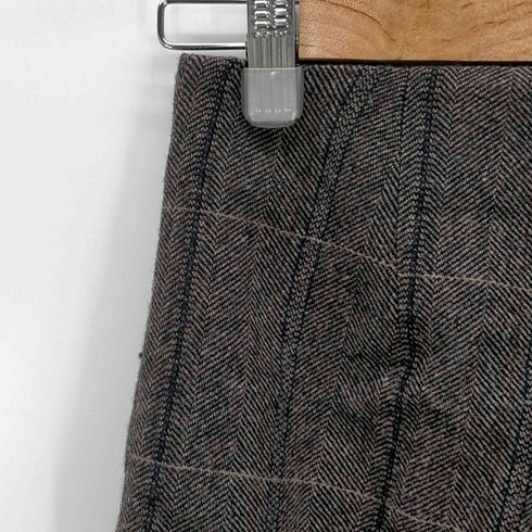 バッカ BACCA ウール ヘリンボーン チェック フロント スリット パンツ テーパード ハイウエスト レディース JPN:34