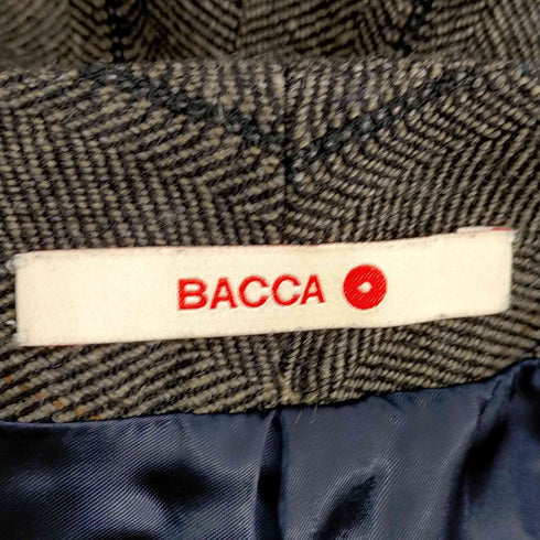 バッカ BACCA ウール ヘリンボーン チェック フロント スリット パンツ テーパード ハイウエスト レディース JPN:34