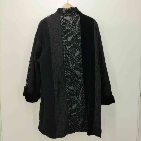 SUN ROSE 総柄 ウール切替 スタンドカラーコート レディース JPN:9号