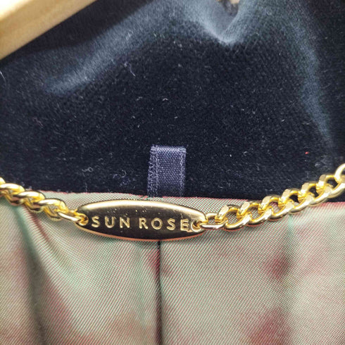 SUN ROSE 総柄 ウール切替 スタンドカラーコート レディース JPN:9号