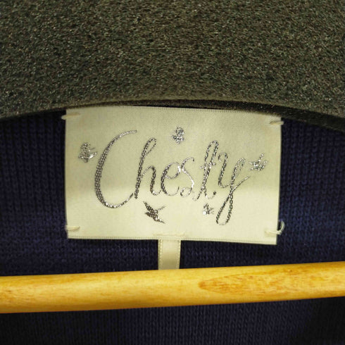チェスティ Chesty カシミヤ混 カシュクールワンピース 膝丈 長袖 サテン切替 フレア ベルト付 レディース 0