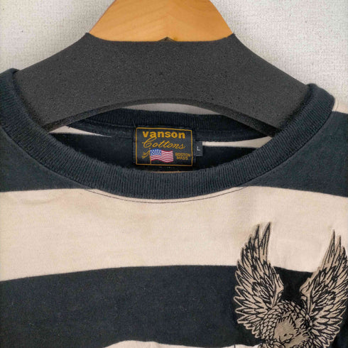 バンソン VANSON 刺繍デザインボーダーカットソー メンズ JPN:L