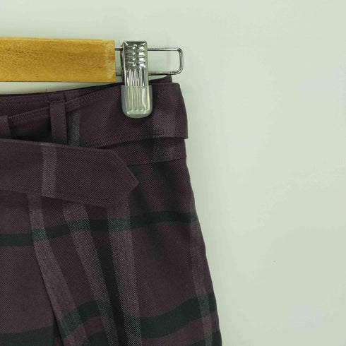 バーバリーロンドン BURBERRY LONDON タックスカート チェック ひざ丈 フレア ベルト付き レディース 38