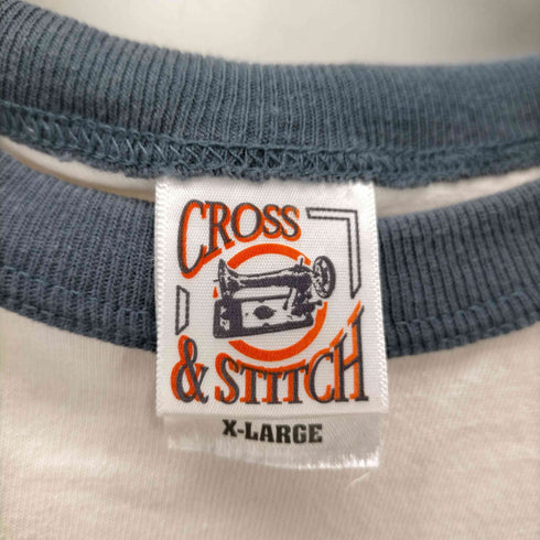 クロスステッチ CROSS STITCH シングルステッチ フロントプリントリンガーTシャツ レディース import:L