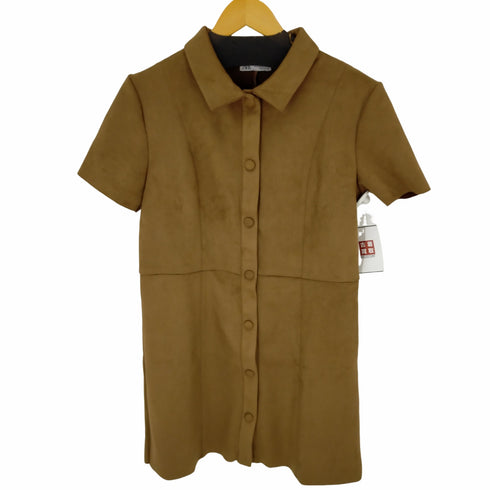 ザラ ZARA フェイクスエード シャツ ワンピース レディース M
