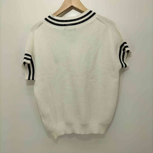 ロサーセン ROSASEN ロゴ刺繍 Vネック ニットTシャツ ゴルフウェア レディース import:L