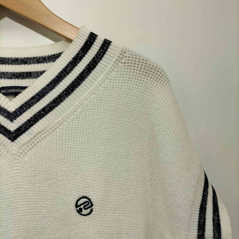 ロサーセン ROSASEN ロゴ刺繍 Vネック ニットTシャツ ゴルフウェア レディース import:L