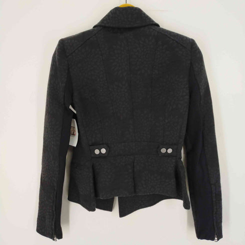 ビーシービージーマックスアズリア BCBGMAXAZRIA ジャガードダブルジャケット 総柄 ジップアップ 総裏地 レディース import:XS