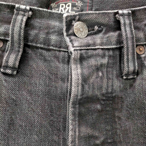 ダブルアールエル ラルフローレン RRL RALPH LAUREN USA製 ボタンフライ後染めブラックデニムパンツ メンズ