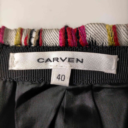 カルヴェン CARVEN ネイティブ柄ボーダー柄スカート タイト ミニ 40 マルチカラー レディース
