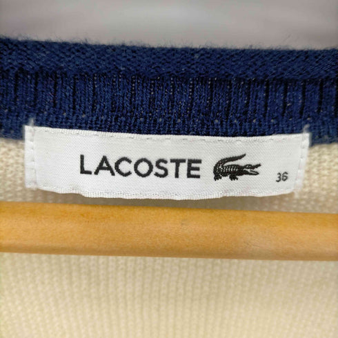 ラコステ LACOSTE バイカラー ウールカーディガン レディース 36