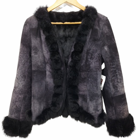 ノーカラージャケット ラビットファー レディース M