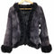 ノーカラージャケット ラビットファー レディース M