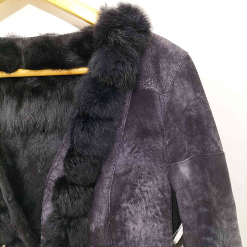 ノーカラージャケット ラビットファー レディース M