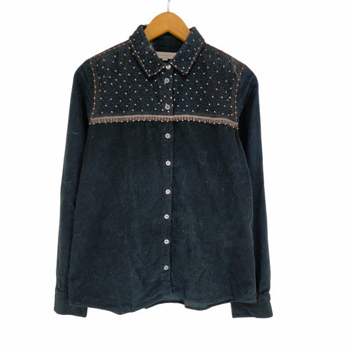 ポールアンドジョーシスター PAUL&JOE SISTER ビジューコーデュロイ 長袖シャツ 長袖 1 黒 茶 ブラック ブラウン レディース JPN:1