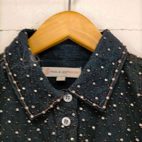 ポールアンドジョーシスター PAUL&JOE SISTER ビジューコーデュロイ 長袖シャツ 長袖 1 黒 茶 ブラック ブラウン レディース JPN:1