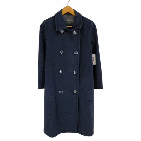 ロッソアーバンリサーチ ROSSO URBAN RESEARCH ダブルコート アウター ステンカラー ロング ウール カシミヤ混 M 紺 ネイビー レディース JPN:M