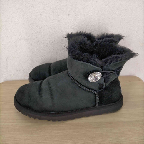 アグ UGG ミニベイリーボタン ブリング ショートムートンブーツ ボア USA6 23.0cm 黒 ブラック レディース JPN:23