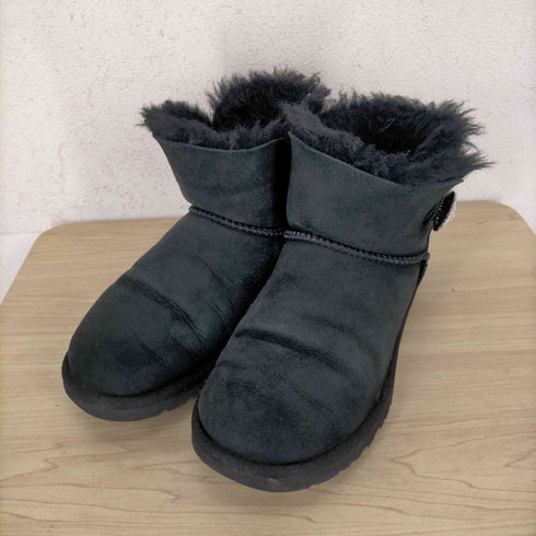アグ UGG ミニベイリーボタン ブリング ショートムートンブーツ ボア USA6 23.0cm 黒 ブラック レディース JPN:23