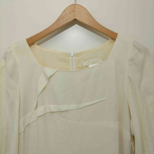 クロエ Chloe 総シルク切替ワンピース パッチワーク つぎはぎ レディース T34