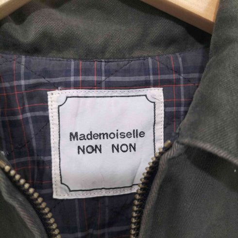 マドモアゼルノンノン mademoiselle nonnon 裏地チェック ロゴ刺繍 ジップアップブルゾン レディース
