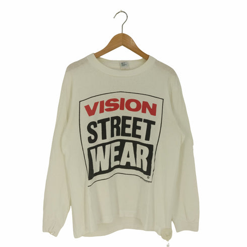 ヴィジョンストリートウェア VISION STREET WEAR 80s 1987コピーライト USA製 両面ロゴプリント クルーネック カットソー メンズ import:M