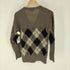 バーバリー BURBERRY シルク モヘヤ 混 ウール アーガイル Vネック ニット メンズ import:XS
