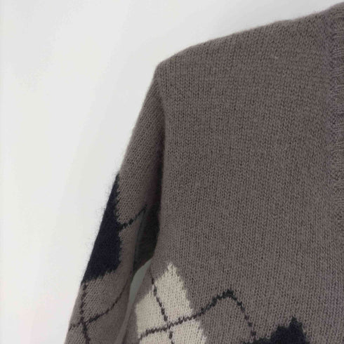 バーバリー BURBERRY シルク モヘヤ 混 ウール アーガイル Vネック ニット メンズ import:XS