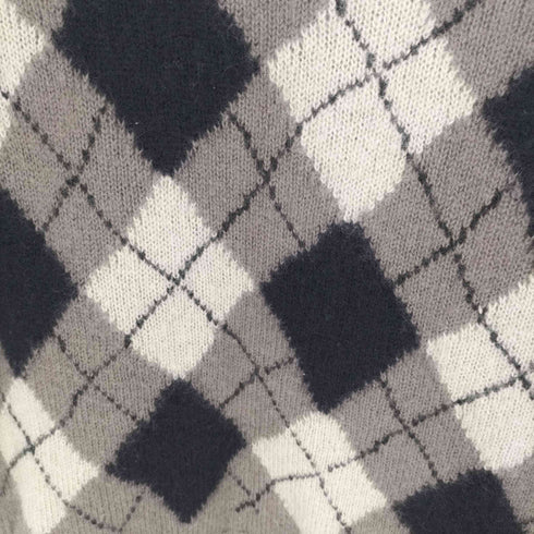 バーバリー BURBERRY シルク モヘヤ 混 ウール アーガイル Vネック ニット メンズ import:XS