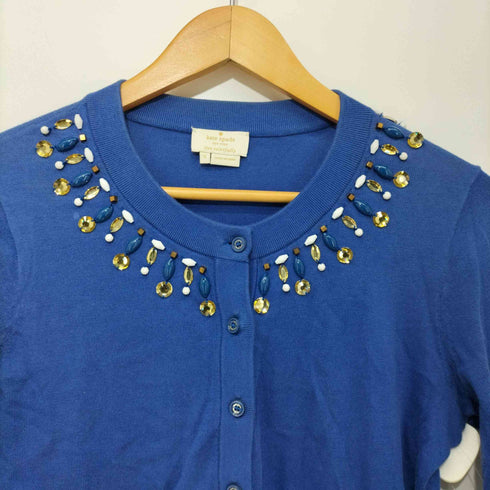 ケイトスペードニューヨーク kate spade NEW YORK Embellished Cardigan ビジュー付きクルーネックコットンカーディガン レディース S