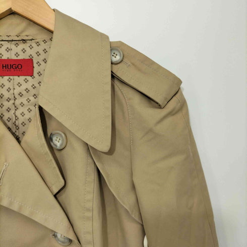 ヒューゴボス HUGO BOSS ダブルブレストタイトトレンチコート 裏地総柄 レディース 36