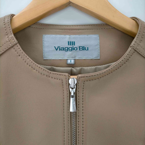ビアッジョブルー Viaggio Blu ノーカラーレザージャケット レディース 1