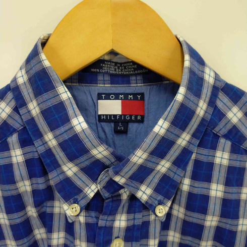 トミーヒルフィガー TOMMY HILFIGER ボックスシルエット フロント刺しゅうボタンダウンチェックシャツ メンズ JPN:L