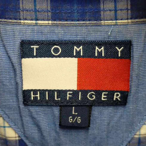 トミーヒルフィガー TOMMY HILFIGER ボックスシルエット フロント刺しゅうボタンダウンチェックシャツ メンズ JPN:L