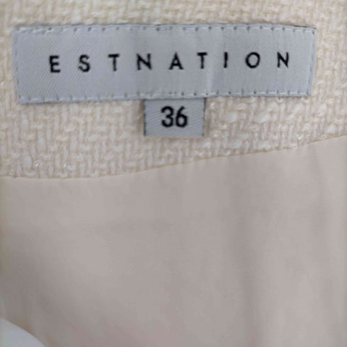 エストネーション ESTNATION 台形スカート ミニ フリンジ ツイード レディース 36