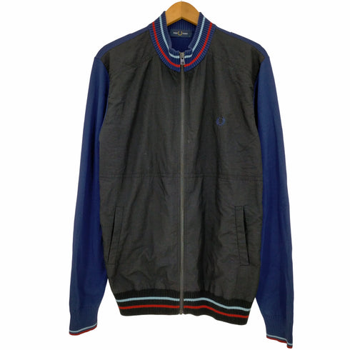 フレッドペリー FRED PERRY WOVEN PANEL KNITTED JACKET ナイロン切替 ニットジャケット メンズ import:L