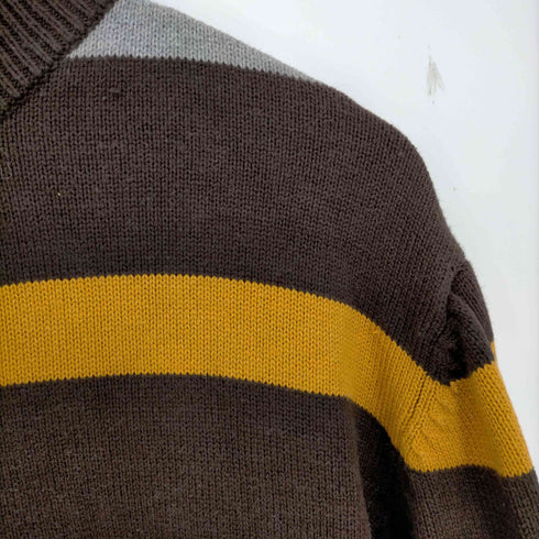ダナキャランニューヨーク DKNY マルチカラー ボーダーハーフジップニット メンズ import:XL
