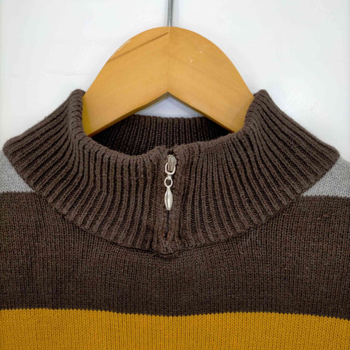 ダナキャランニューヨーク DKNY マルチカラー ボーダーハーフジップニット メンズ import:XL