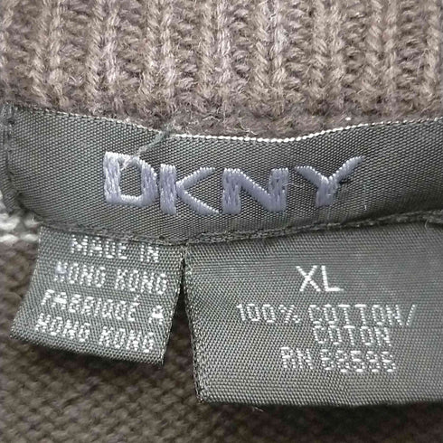 ダナキャランニューヨーク DKNY マルチカラー ボーダーハーフジップニット メンズ import:XL