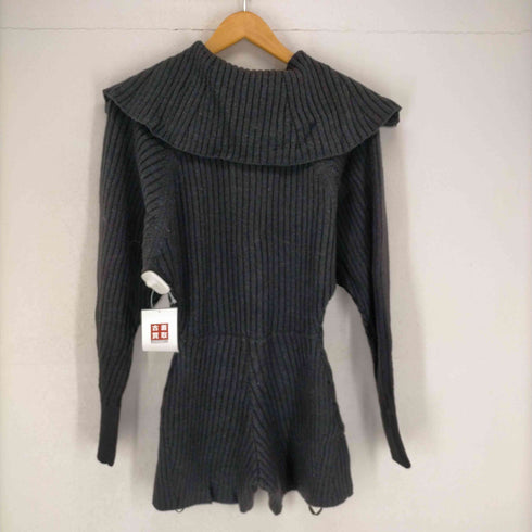 スナイデル snidel 22AW Sustainableニットロンパース オールインワン リブニット 長袖 ショートパンツ ウール混 ハーフジップ レディース ONE SIZE