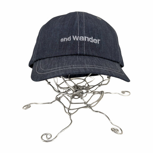 アンドワンダー and wander リフレクターベンチレーション デニム 6パネルキャップ メンズ