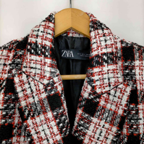 ザラ ZARA ダブル ツイードジャケット テーラード ミドル丈 金ボタン 総裏地 レディース import:S