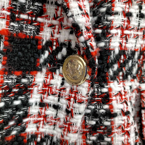 ザラ ZARA ダブル ツイードジャケット テーラード ミドル丈 金ボタン 総裏地 レディース import:S