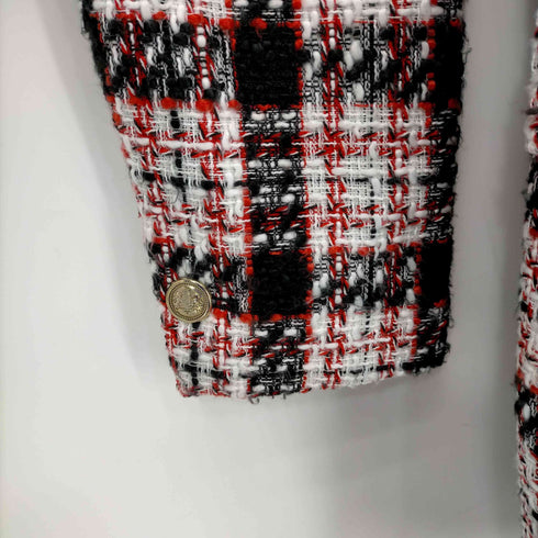ザラ ZARA ダブル ツイードジャケット テーラード ミドル丈 金ボタン 総裏地 レディース import:S