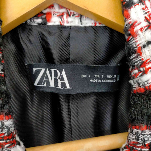 ザラ ZARA ダブル ツイードジャケット テーラード ミドル丈 金ボタン 総裏地 レディース import:S