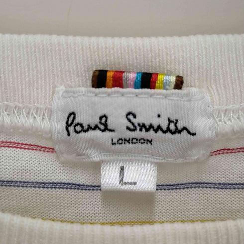 ポールスミスロンドン Paul Smith LONDON マルチカラークルーネックボーダーTシャツ メンズ JPN:L