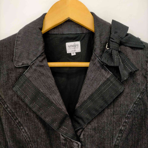 アルマーニコレツィオーニ ARMANI COLLEZIONI デニムジャケット ジージャン テーラード 総裏地 リボン付き レディース EUR:40