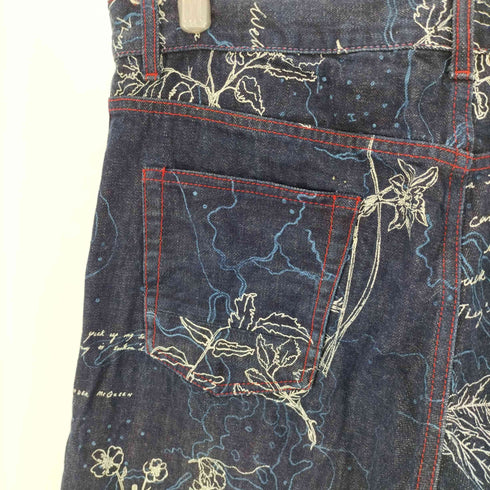 アレキサンダーマックイーン Alexander McQueen イタリア製 総柄 プリント デニムパンツ メンズ 50