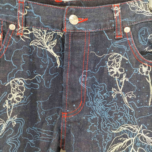 アレキサンダーマックイーン Alexander McQueen イタリア製 総柄 プリント デニムパンツ メンズ 50